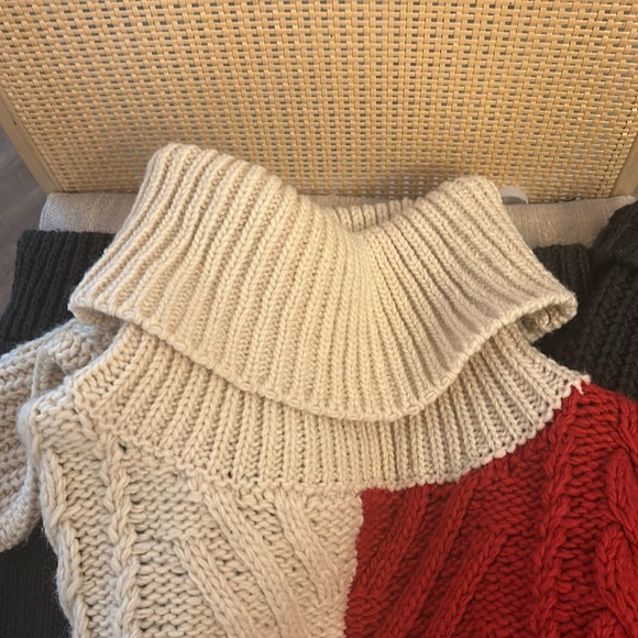 🧶🐑G-Star Raw Wool Knit Thick Colorblock Cowl Neck Sweater - Picture 4 of 13